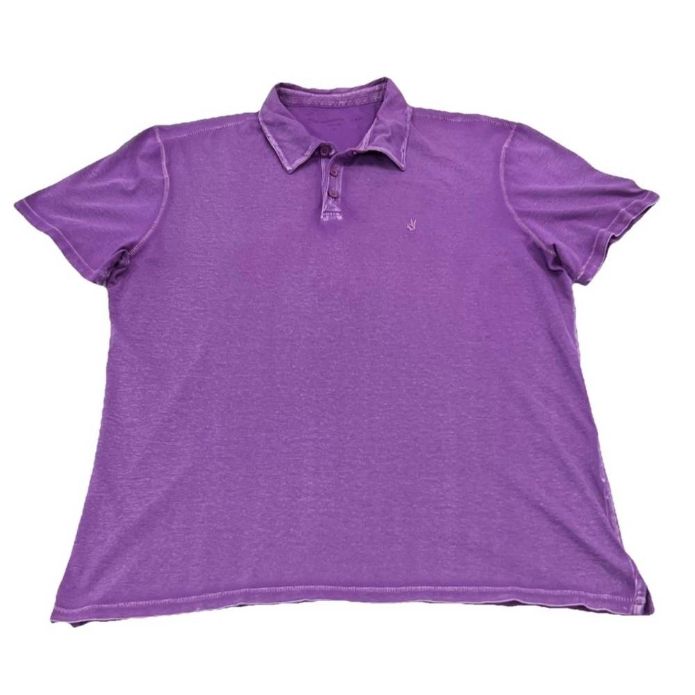 John Varvatos USA Washed Burnout Short Sleeve Polo Shirt Mens XL Purple